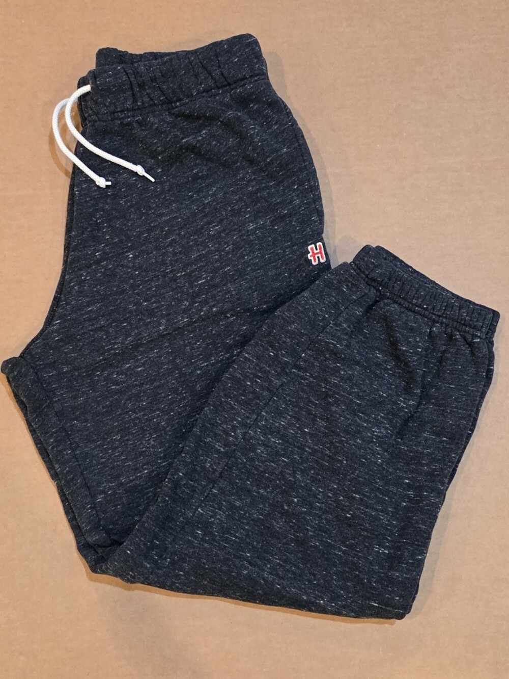 HOMAGE Heather Dark Charcoal Athletic Shorts with White Drawcord